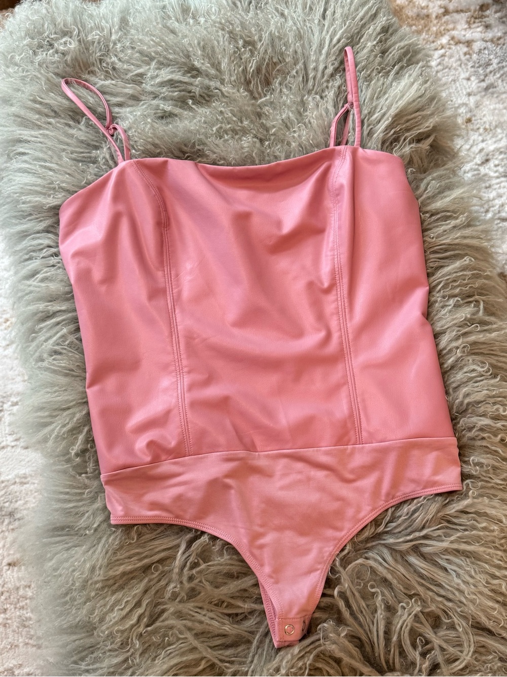 Express Pink Faux Leather Bodysuit